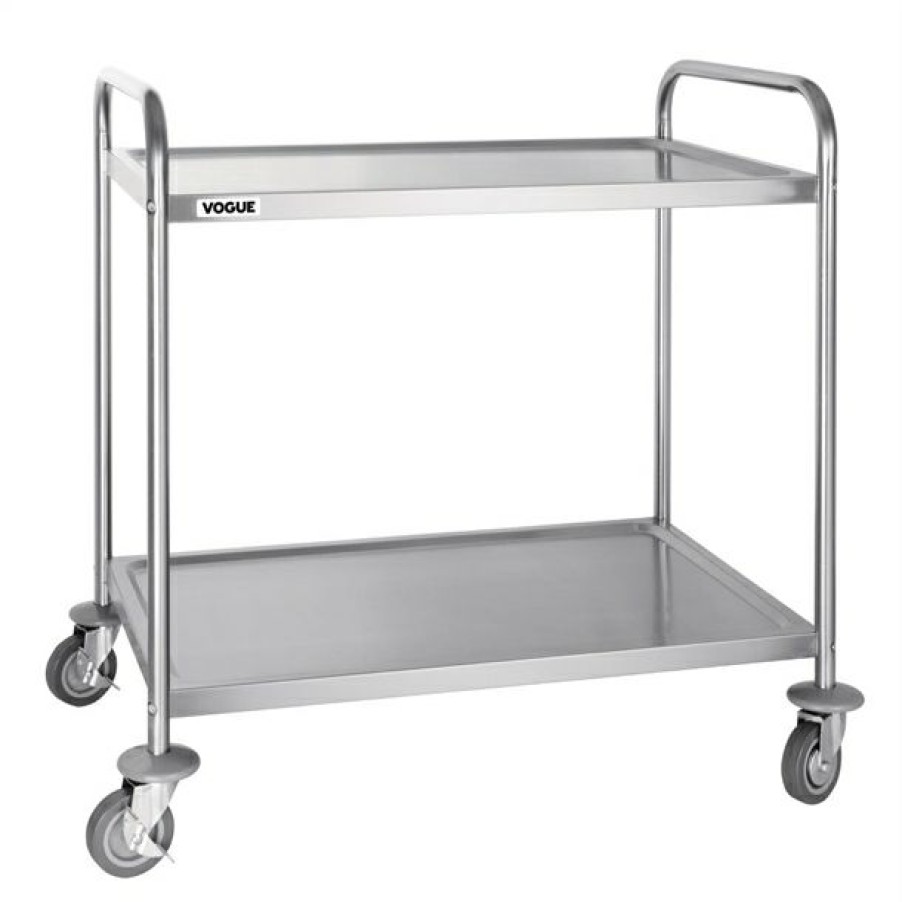 Furniture * | Discount Vogue Stainless Steel 2 Tier Clearing Trolley Large