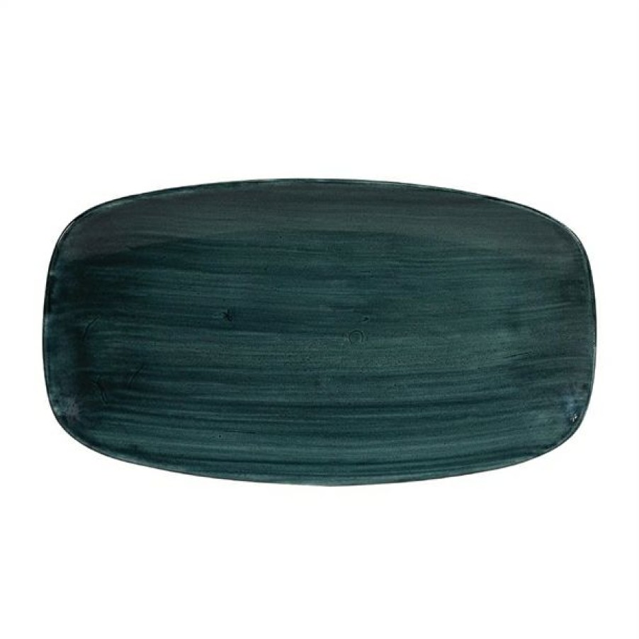 Crockery * | Top Sell Churchill Stonecast Patina Oblong Chef Plates Rustic Teal 355 X 189Mm (Pack Of 6)