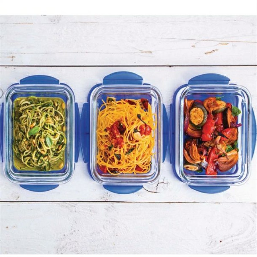 Kitchenware & Knives * | Excellent Quality Pyrex Batch Cooking Cook & Go Food Storage Glass Containers Set Of 3 0.8 Ml