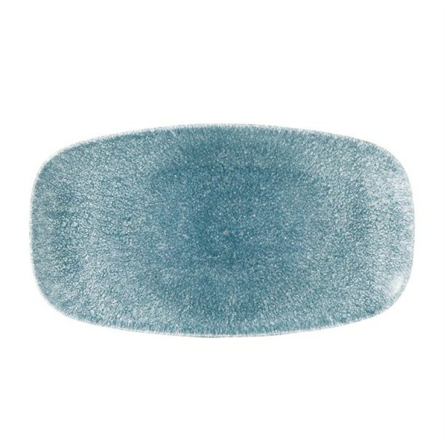 Crockery * | Hot Sale Churchill Studio Prints Raku Oblong Plate Topaz Blue 298Mm (Pack Of 12)