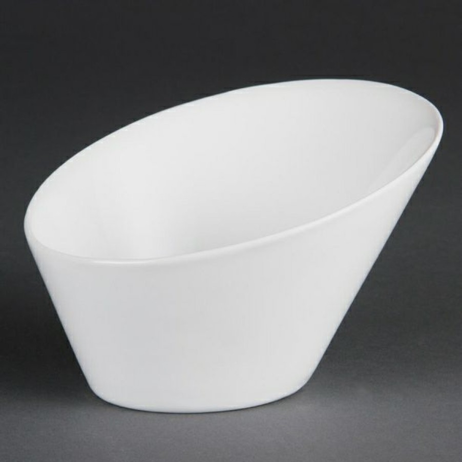 Crockery * | Top Sell Olympia Whiteware Oval Sloping Bowls 176(W)X203(L)Mm (Pack Of 3)