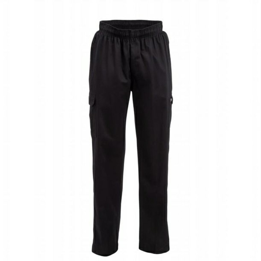 Chefs Clothing Aprons Footwear * | Discount Sale Chef Works Unisex Classic Fit Cargo Chefs Trousers Black