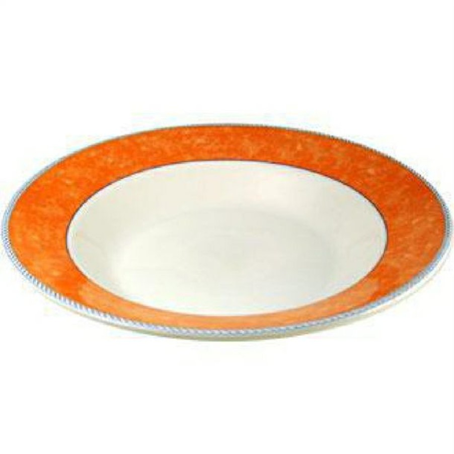 Crockery * | Excellent Quality Churchill New Horizons Marble Border Pasta Plates Orange 300Mm (Pack Of 12)